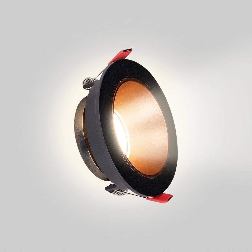 ACK Alüminyum Boş Spot Kasası / Armatürü Yuvarlak (Tekli) (Siyah-Rose Gold) AH03-07221 - 3
