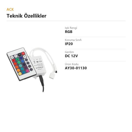 ACK IR RGB Kumandası (Controller) (Kod: AY30-01130) - 2