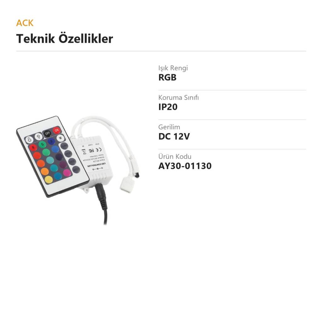 ACK IR RGB Kumandası (Controller) (Kod: AY30-01130) - 2