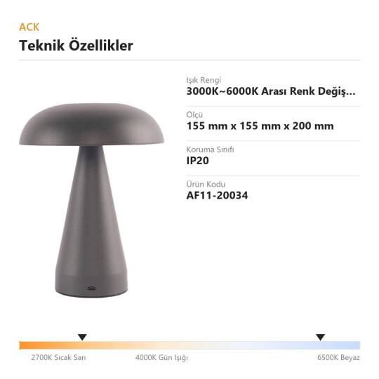ACK Krom Metal Gövdeli LED Dokunmatik Masa Lambası (3000K~6000K) AF11-20034 - 4