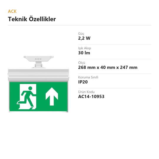 ACK LED Acil Çıkış Yönlendirme Tabelası (Düz Yön Oklu) AC14-10953 - 4