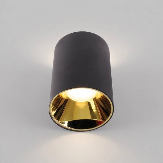 ACK Metal + PC Dekoratif Boş Spot Kasası / Armatürü Silindir (Sıva Üstü) (Siyah-Gold) GU10 Uyumlu AH03-08661 - 3