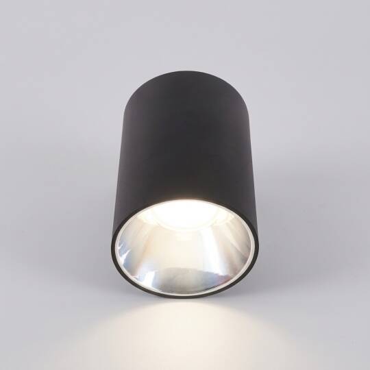 ACK Metal + PC Dekoratif Boş Spot Kasası / Armatürü Silindir (Sıva Üstü) (Siyah-Platin) GU10 Uyumlu AH03-08651 - 3