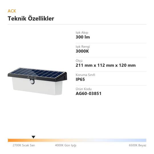 ACK Solar Bahçe Lambası 3000K 300 lm AG60-03851 - 4