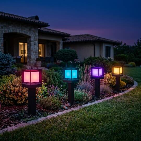 ACK Solar Sütun Bahçe Lambası (RGB Kumandalı) RGB (10 LED) - AG60-08891 - 2