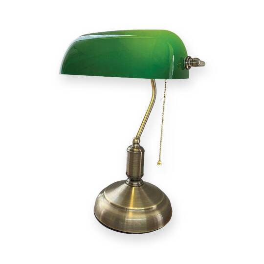 ACK Yeşil Camlı Eskitme/Antique Kasa Banker Masa Lambası AF10-00527