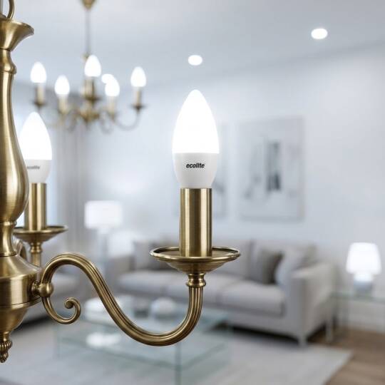 ECOLİTE 4,8W ILIK BEYAZ 4000K LED CANDLE Ampul : 220V -Opal cam - 470 Lümen 15.000 saat ömür  - 2