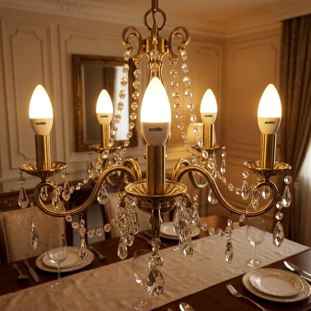 ECOLİTE 4,8W GÜNIŞIĞI 3000K LED CANDLE Ampul : 220V -Opal cam - 470 Lümen 15.000 saat ömür - 2