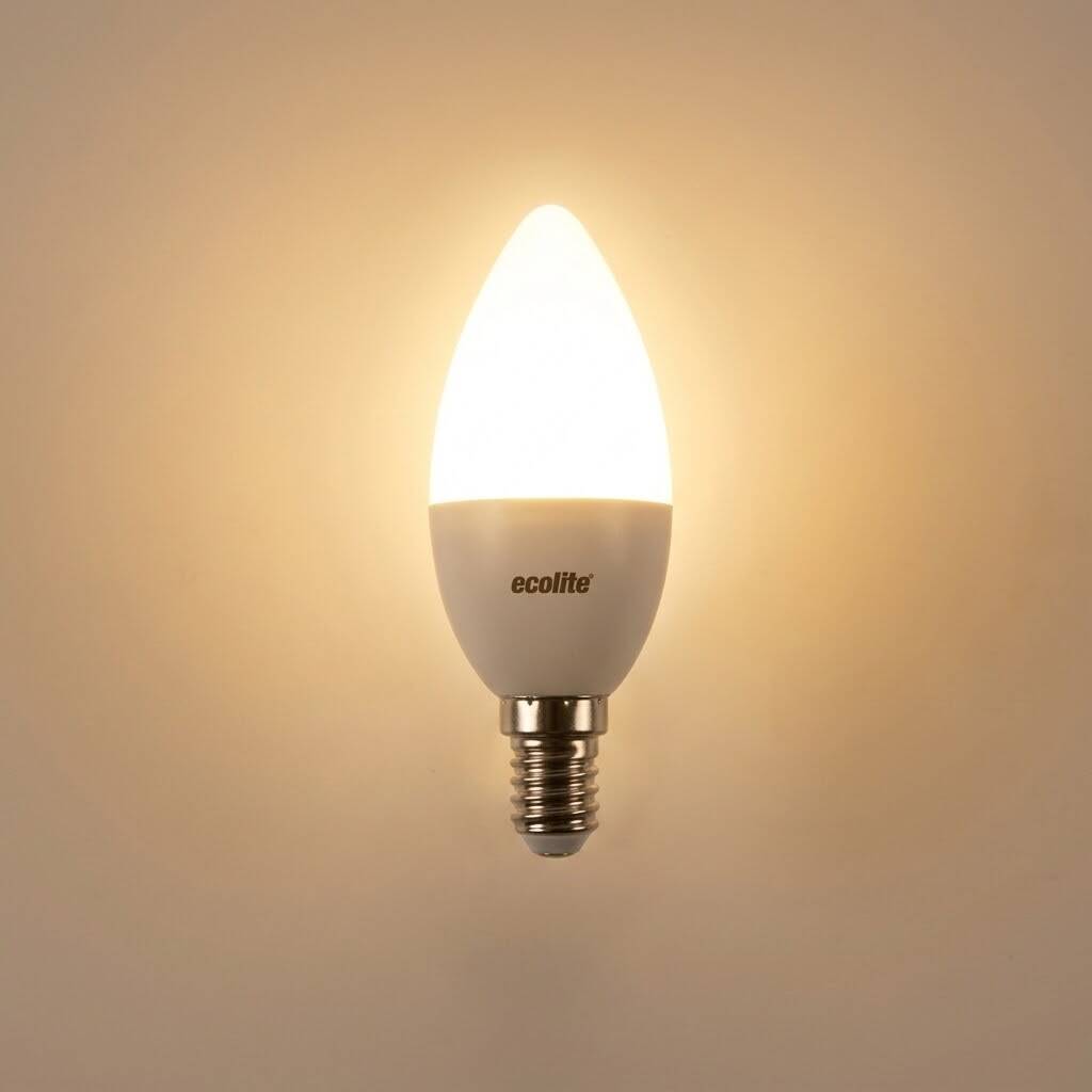 ECOLİTE 4,8W GÜNIŞIĞI 3000K LED CANDLE Ampul : 220V -Opal cam - 470 Lümen 15.000 saat ömür - 3
