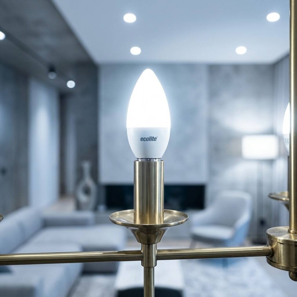ECOLİTE 4,8W BEYAZ 6500K LED CANDLE Ampul : 220V -Opal cam - 470 Lümen 15.000 saat ömür - 2