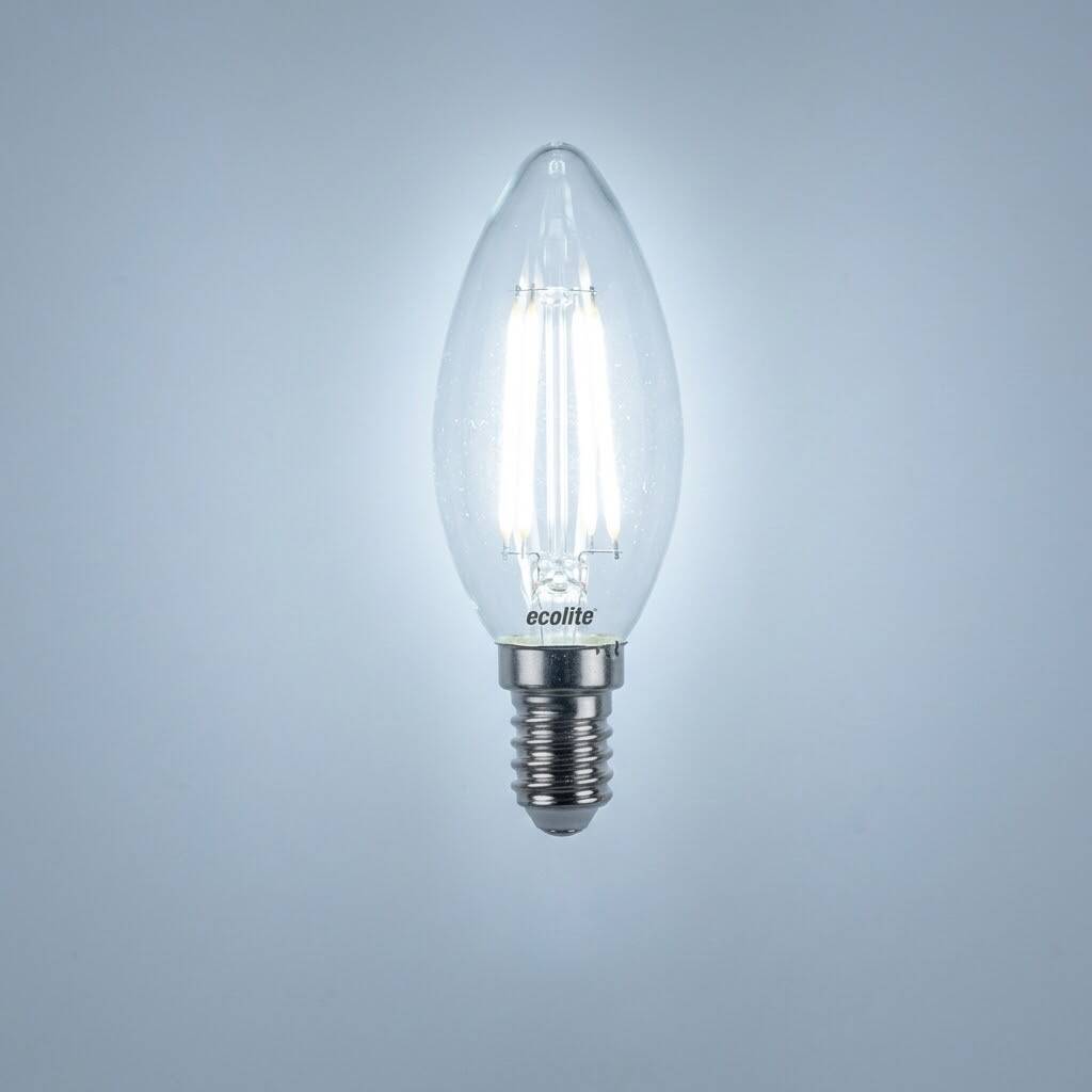 Ecolite 4W BEYAZ 6500K LED FILAMENT CANDLE Ampul 220V Şeffaf Cam 470 lümen 15.000 Saat Ömür - 3