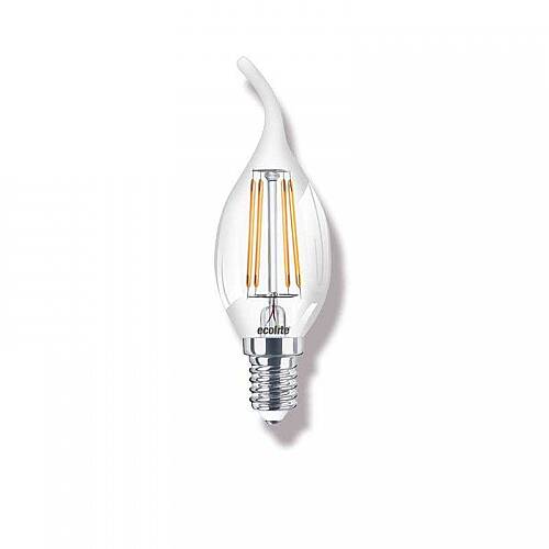 Ecolite 4W ILIK BEYAZ 4000K LED FILAMENT CANDLE FLAME Ampul 220V Şeffaf Cam 470 lümen 15.000 Saat Ömür - 1