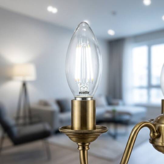 Ecolite 4W ILIK BEYAZ 4000KLED FILAMENT CANDLE Ampul 220V Şeffaf Cam 470 lümen 15.000 Saat Ömür - 2