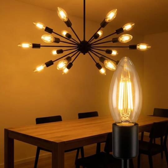 Ecolite 4W ILIK SARI 2700K LED FILAMENT CANDLE Ampul 220V Şeffaf Cam 470 lümen 15.000 Saat Ömür - 2