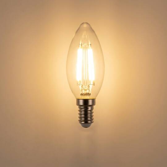 Ecolite 4W ILIK SARI 2700K LED FILAMENT CANDLE Ampul 220V Şeffaf Cam 470 lümen 15.000 Saat Ömür - 3