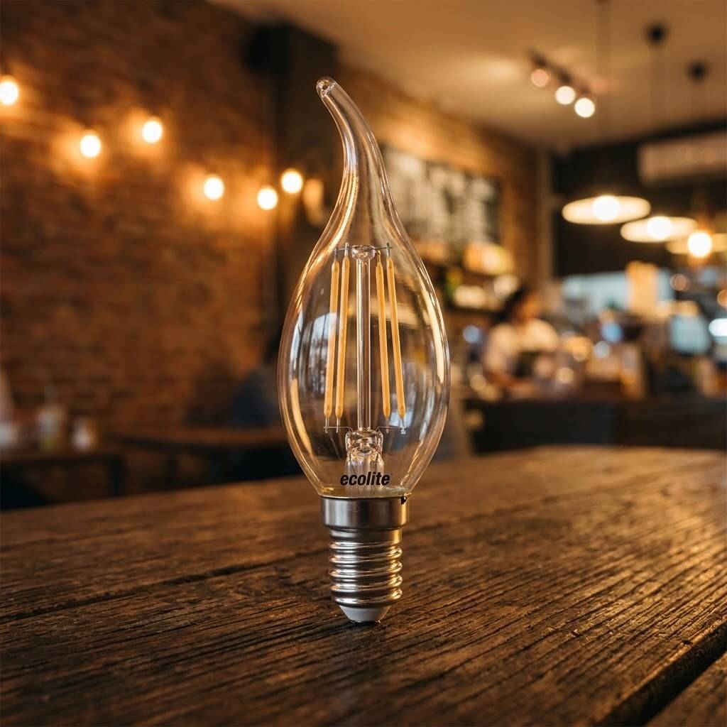 Ecolite 4W SARI 2700K LED FILAMENT CANDLE FLAME Ampul 220V Şeffaf Cam 470 lümen 15.000 Saat Ömür - 2