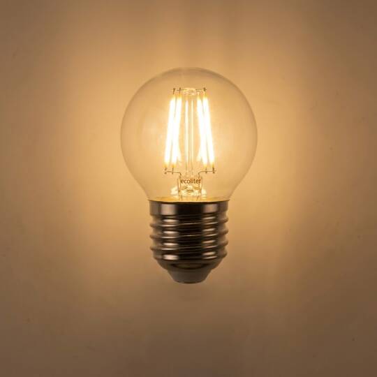 Ecolite 6W SARI 2700K LED DIMMABLE FILAMENT 810LM G45 Ampul 220V Şeffaf Cam 15.000 Saat Ömür - 3