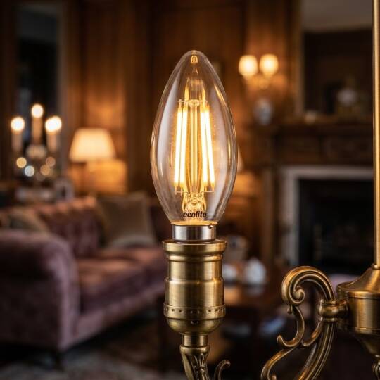 Ecolite 6W SARI 2700K LED DIMMABLE FILAMENT CANDLE Ampul 810LM 220V Şeffaf Cam 15.000 Saat Ömür - 2