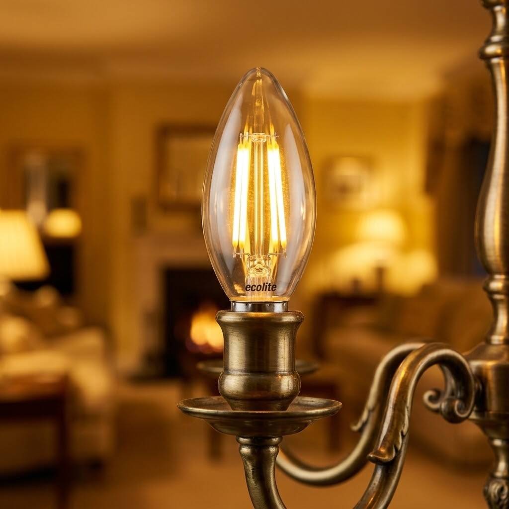 Ecolite 6W SARI 2700K LED FILAMENT CANDLE Ampul 220V 810LM Şeffaf Cam 15.000 Saat Ömür  - 2