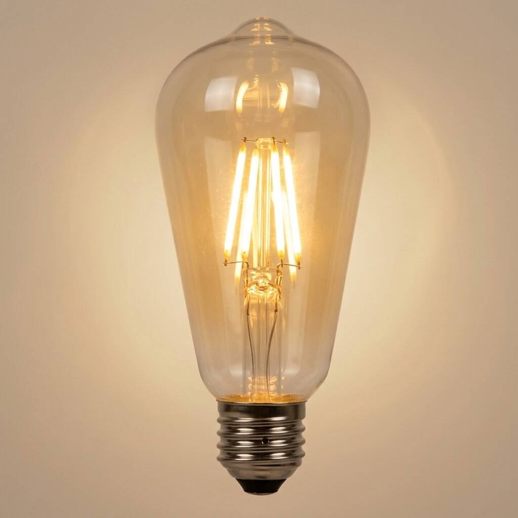 Ecolite 7W SARI 2700K LED FILAMENT ST64 Ampul 220V Şeffaf Cam 470 lümen 15.000 Saat Ömür  - 3