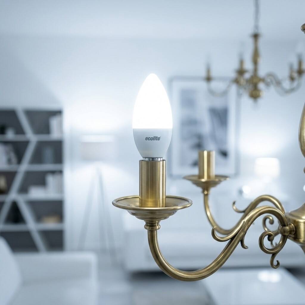 ECOLİTE 8W BEYAZ 6500K LED CANDLE Ampul : 220V -Opal cam - 810 LM - 15.000 saat ömür - 2
