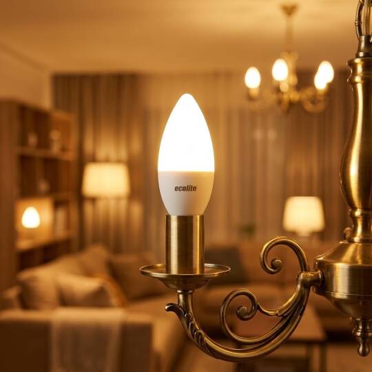 ECOLİTE 8W GÜNIŞIĞI 3000K   LED CANDLE Ampul : 220V -Opal cam - 810 LM - 15.000 saat ömür  - 2