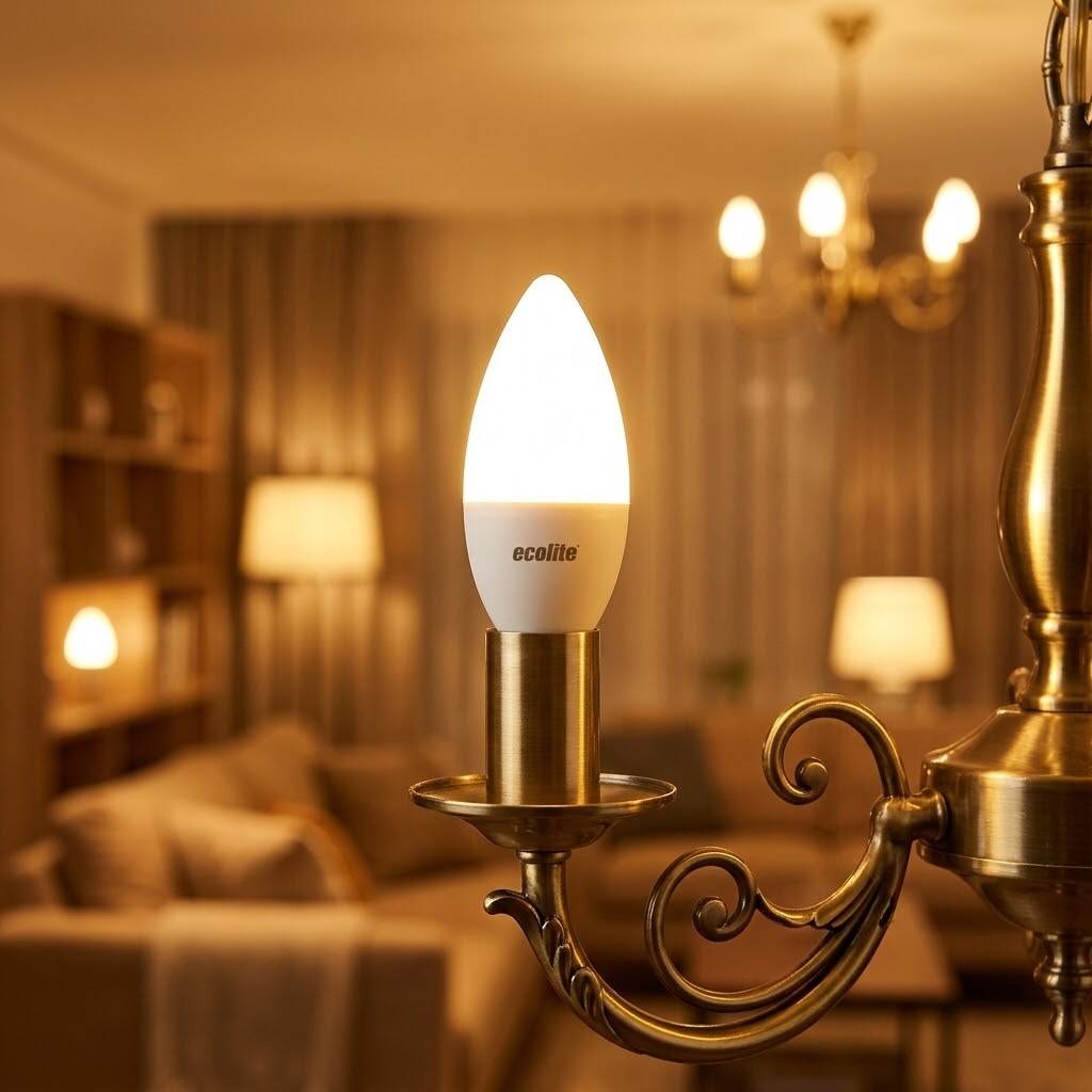 ECOLİTE 8W GÜNIŞIĞI 3000K   LED CANDLE Ampul : 220V -Opal cam - 810 LM - 15.000 saat ömür  - 2