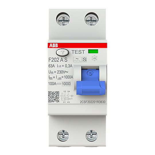 F202 A S-63/0,3 2x63A 300mA Kaçak Akım Koruma Rölesi ABB