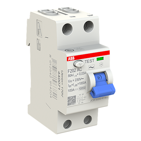 F202 AC-80/0,03 2x80A 30mA Kaçak Akım Koruma Rölesi ABB - 3