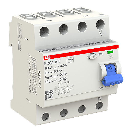 F204 AC-100/0,3 4x100A 300mA Kaçak Akım Koruma Rölesi ABB - 3