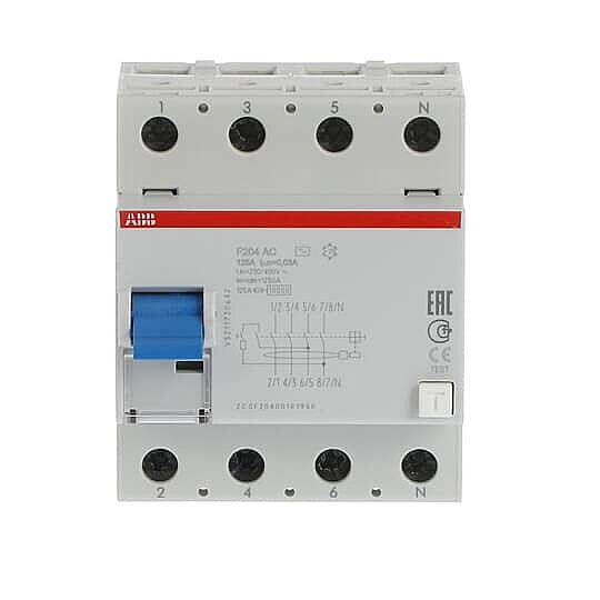 F204 AC-125/0,03 4x125A 30mA Kaçak Akım Koruma Rölesi ABB - 1