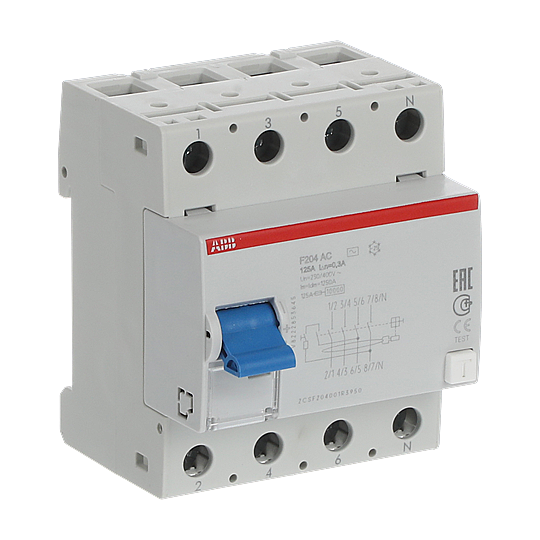 F204 AC-125/0,3 4x125A 300mA Kaçak Akım Koruma Rölesi ABB - 3