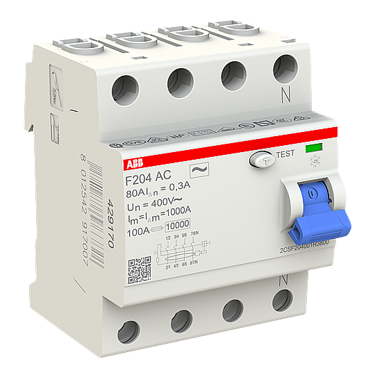 F204 AC-80/0,3 4x80A 300mA Kaçak Akım Koruma Rölesi ABB - 3