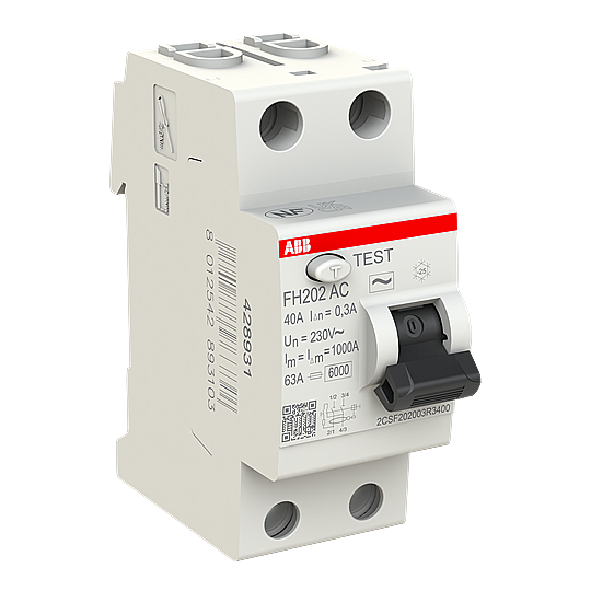 FH202 AC-40/0,3 2x40A 300mA Kaçak Akım Koruma Rölesi ABB - 3