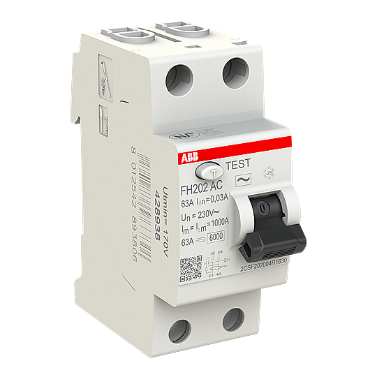 FH202 AC-63/0,03 2x63A 30mA Kaçak Akım Koruma Rölesi ABB - 3