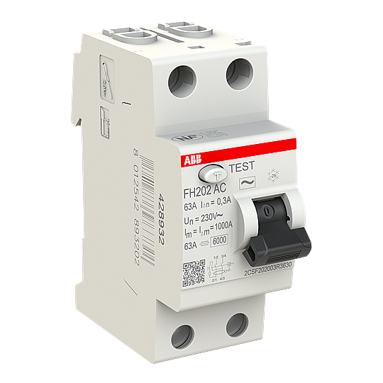 FH202 AC-63/0,3 2x63A 300mA Kaçak Akım Koruma Rölesi ABB - 3