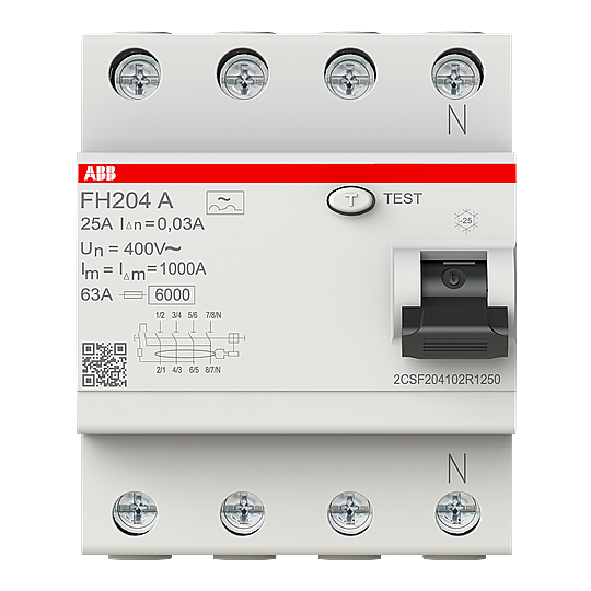 FH204 A-25/0,03 4x25A 30mA Kaçak Akım Koruma Rölesi ABB