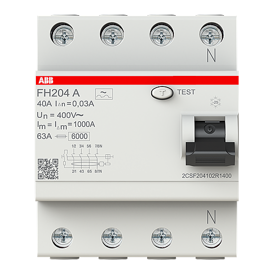 FH204 A-40/0,03 4x40A 30mA Kaçak Akım Koruma Rölesi ABB