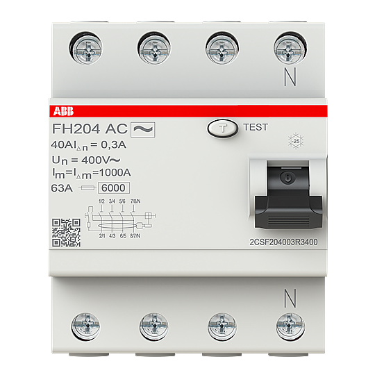FH204 AC-40/0,3 4x40A 300mA Kaçak Akım Koruma Rölesi ABB - 1