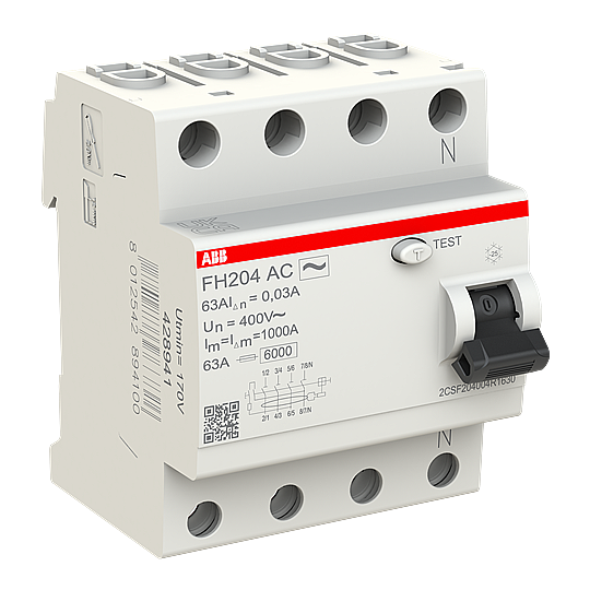 FH204 AC-63/0,03 4x63A 30mA Kaçak Akım Koruma Rölesi ABB - 3