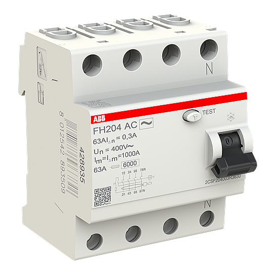 FH204 AC-63/0,3 4x63A 300mA Kaçak Akım Koruma Rölesi ABB - 3