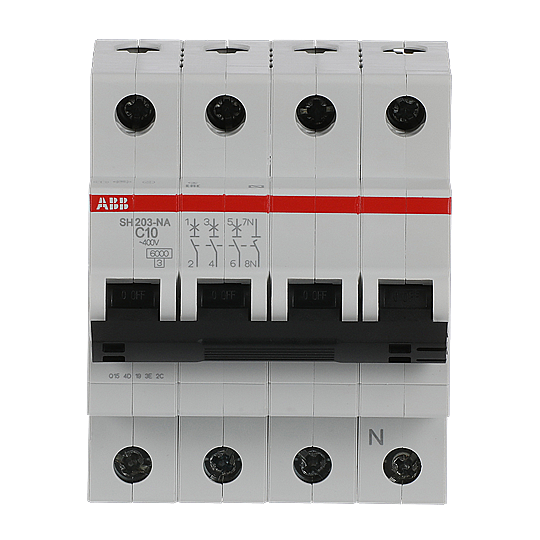 SH 203-C 10 NA 4x10A 6kA C eğrisi W Otomatik Sigorta ABB - 1