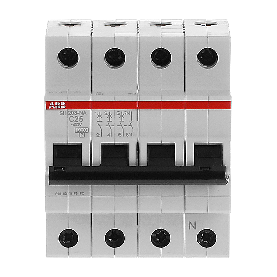 SH 203-C 25 NA 4x25A 6kA C eğrisi W Otomatik Sigorta ABB - 1