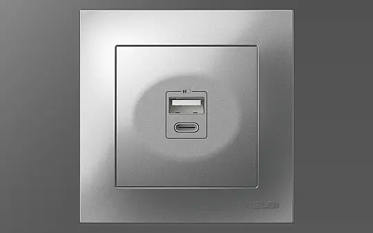 SİLVERLİNE Metalik Gri 2'Lİ USB ŞARJ PRİZ 5V 2,4A El-Bi